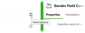 Screenshot: The Field Options icon for a field in the mapping table